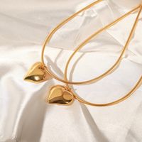 Lässig Elegant Einfacher Stil Herzform Titan Stahl Überzug 18 Karat Vergoldet Halskette Mit Anhänger main image 6