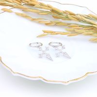 1 Pair Elegant Cross Inlay Sterling Silver Zircon Drop Earrings main image 8