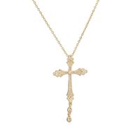 Ig Style Simple Style Cross Copper Plating Inlay Zircon Gold Plated Pendant Necklace main image 5