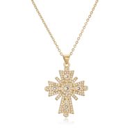 Ig Style Simple Style Cross Copper Plating Inlay Zircon Gold Plated Pendant Necklace main image 4
