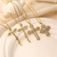 Ig Style Simple Style Cross Copper Plating Inlay Zircon Gold Plated Pendant Necklace main image 1