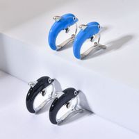 1 Pair Cute Dolphin Enamel Plating Copper White Gold Plated Earrings main image 1