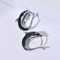 1 Pair Cute Dolphin Enamel Plating Copper White Gold Plated Earrings main image 6