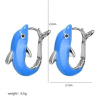 1 Pair Cute Dolphin Enamel Plating Copper White Gold Plated Earrings main image 2