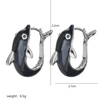1 Pair Cute Dolphin Enamel Plating Copper White Gold Plated Earrings sku image 2
