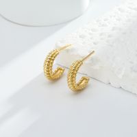 1 Pair Simple Style Waves Plating Sterling Silver Gold Plated Ear Studs main image 3
