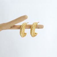 1 Pair Simple Style Waves Plating Sterling Silver Gold Plated Ear Studs main image 7