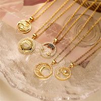 Ig Style Simple Style Star Moon Heart Shape Copper Plating Inlay Zircon Gold Plated Pendant Necklace main image 1