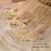 Ig Style Simple Style Star Moon Heart Shape Copper Plating Inlay Zircon Gold Plated Pendant Necklace main image 2
