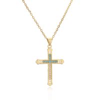 Ig Style Simple Style Cross Copper Plating Inlay Zircon Gold Plated Pendant Necklace main image 6