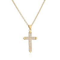 Ig Style Simple Style Cross Copper Plating Inlay Zircon Gold Plated Pendant Necklace main image 3