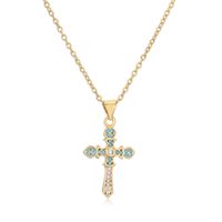 Ig Style Simple Style Cross Copper Plating Inlay Zircon Gold Plated Pendant Necklace main image 4
