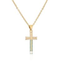 Ig Style Simple Style Cross Copper Plating Inlay Zircon Gold Plated Pendant Necklace sku image 5