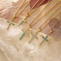 Ig Style Simple Style Cross Copper Plating Inlay Zircon Gold Plated Pendant Necklace main image 8