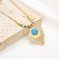 Casual Simple Style Triangle Round Eye Stainless Steel Epoxy Plating Inlay Artificial Gemstones Pendant Necklace main image 4