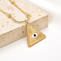 Casual Simple Style Triangle Round Eye Stainless Steel Epoxy Plating Inlay Artificial Gemstones Pendant Necklace sku image 3