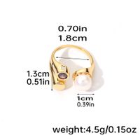 Elegant Retro Baroque Style Round Copper Plating Inlay Natural Stone Freshwater Pearl Zircon 18k Gold Plated Open Rings main image 3