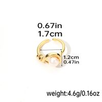 Elegant Retro Baroque Style Round Copper Plating Inlay Natural Stone Freshwater Pearl Zircon 18k Gold Plated Open Rings sku image 2