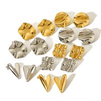 1 Pair Simple Style Quadrilateral Circle Heart Shape Polishing Plating 304 Stainless Steel 18K Gold Plated Ear Studs main image 7