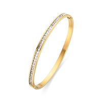 Simple Style Geometric Stainless Steel Plating Inlay Zircon Gold Plated Bangle sku image 2