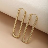 1 Pair Xuping Simple Style Commute U Shape Plating Alloy Copper Alloy 14k Gold Plated Earrings main image 3