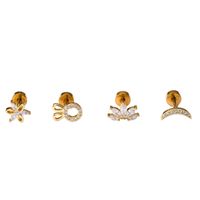 1 Piece Classic Style Insect Flower Polishing Plating Inlay Stainless Steel Copper Zircon 18k Gold Plated Ear Studs main image 6