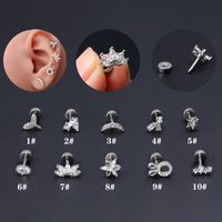 1 Piece Classic Style Insect Flower Polishing Plating Inlay Stainless Steel Copper Zircon 18k Gold Plated Ear Studs main image 3