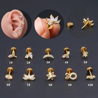 1 Piece Classic Style Insect Flower Polishing Plating Inlay Stainless Steel Copper Zircon 18k Gold Plated Ear Studs main image 1