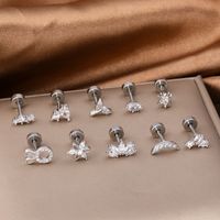 1 Piece Classic Style Insect Flower Polishing Plating Inlay Stainless Steel Copper Zircon 18k Gold Plated Ear Studs main image 5