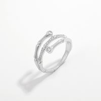 Sterling Silver Y2K Simple Style Bamboo Solid Color Shiny Metallic Plating Zircon Rings main image 3
