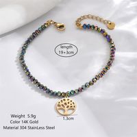 Simple Style Classic Style Commute Round Life Tree Eye 304 Stainless Steel 14K Gold Plated Zircon Bracelets In Bulk sku image 1