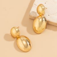 1 Pair Simple Style Shiny Oval Polishing Alloy Drop Earrings main image 3