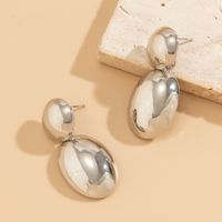 1 Pair Simple Style Shiny Oval Polishing Alloy Drop Earrings main image 4