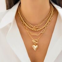 Hip-hop Punk Heart Shape Copper Toggle Plating 18k Gold Plated Pendant Necklace Necklace main image 1