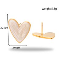 Sweet Simple Style Heart Shape Stainless Steel Plating Inlay Shell Zircon 18k Gold Plated Earrings Necklace sku image 5