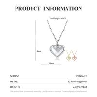 1 Piece Original Design Lady Romantic Heart Shape Sterling Silver Plating Inlay Valentine's Day Jewelry Accessories main image 2