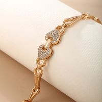 Elegant Glam Xuping Heart Shape Alloy Copper Plating Inlay Artificial Diamond 18k Gold Plated Women's Bracelets main image 3