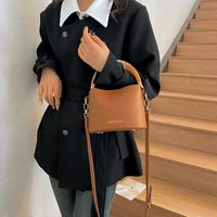 Women's Pu Leather Solid Color Vintage Style Vacation Sewing Thread Bucket Magnetic Buckle Shoulder Bag main image 4