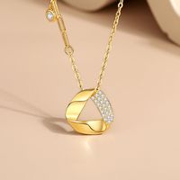 Simple Style Geometric Sterling Silver Plating Inlay Zircon Pendant Necklace main image 1