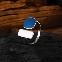 Casual Geometric Sterling Silver Epoxy Plating White Gold Plated Open Rings main image 1