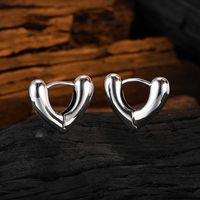 1 Pair Casual Heart Shape Plating Sterling Silver White Gold Plated Earrings main image 7