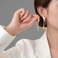 1 Pair Casual Tassel Plating Sterling Silver 24k Gold Plated White Gold Plated Drop Earrings main image 5