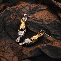 1 Pair Casual Color Block Plating Inlay Sterling Silver Zircon 24k Gold Plated White Gold Plated Drop Earrings main image 3