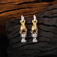 1 Pair Casual Color Block Plating Inlay Sterling Silver Zircon 24k Gold Plated White Gold Plated Drop Earrings main image 4