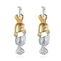 1 Pair Casual Color Block Plating Inlay Sterling Silver Zircon 24k Gold Plated White Gold Plated Drop Earrings main image 6