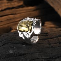 Casual Human Face Sterling Silver Plating 24k Gold Plated White Gold Plated Open Rings main image 1