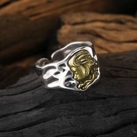 Casual Human Face Sterling Silver Plating 24k Gold Plated White Gold Plated Open Rings main image 4