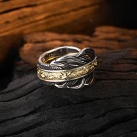 Casual Feather Sterling Silver Plating 24k Gold Plated Open Rings main image 5