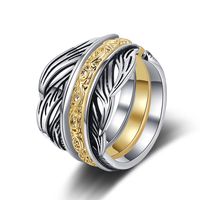 Casual Feather Sterling Silver Plating 24k Gold Plated Open Rings main image 6