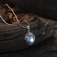 Casual Oval Sterling Silver Inlay Zircon Pendant Necklace main image 1